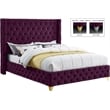 Bowery Hill Contemporary Deep Button Tufted Rich Purple Velvet Queen Bed