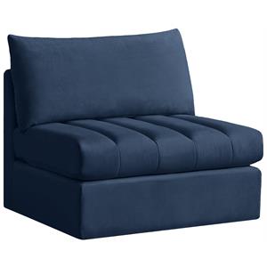 Bowery Hill Contemporary Deep Channel Tufted Soft Navy Velvet Armless