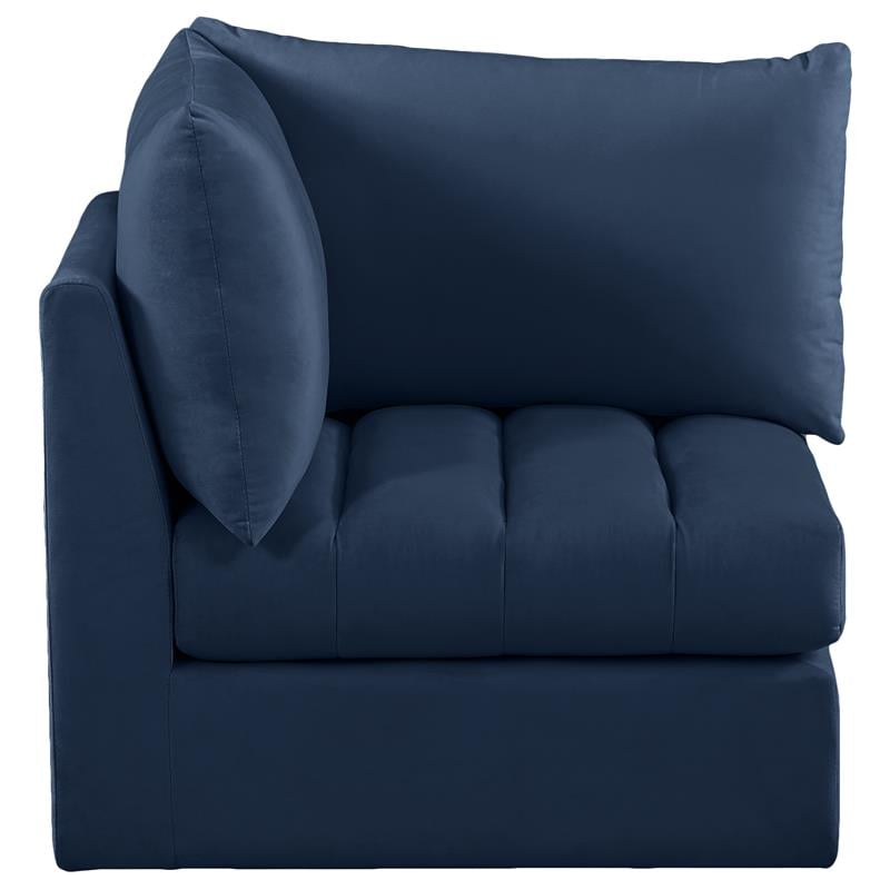 Bowery Hill Contemporary Deep Channel Tufted Soft Navy Velvet Corner