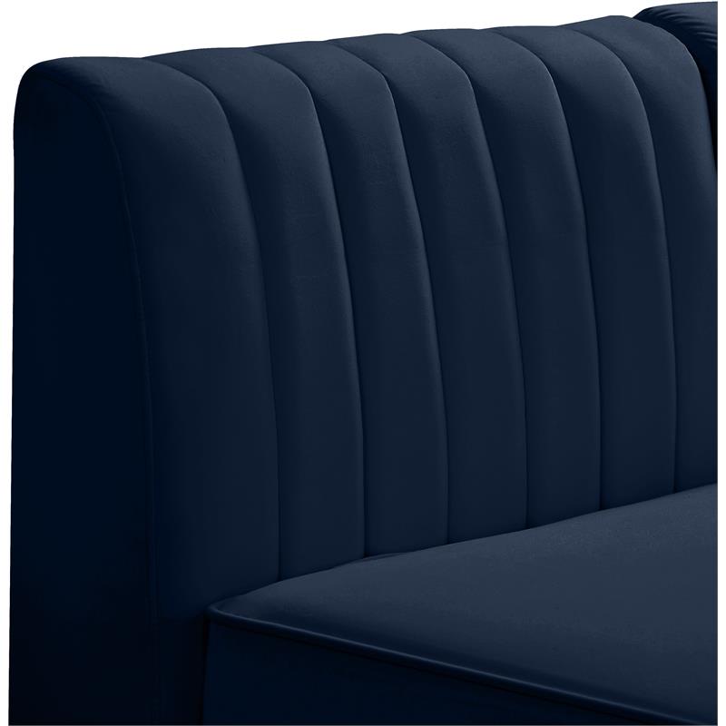 Bowery Hill Contemporary Deep Channel Tufted Soft Navy Velvet Modular Sofa