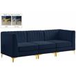 Bowery Hill Contemporary Deep Channel Tufted Soft Navy Velvet Modular Sofa