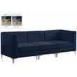 Bowery Hill Contemporary Deep Channel Tufted Soft Navy Velvet Modular Sofa