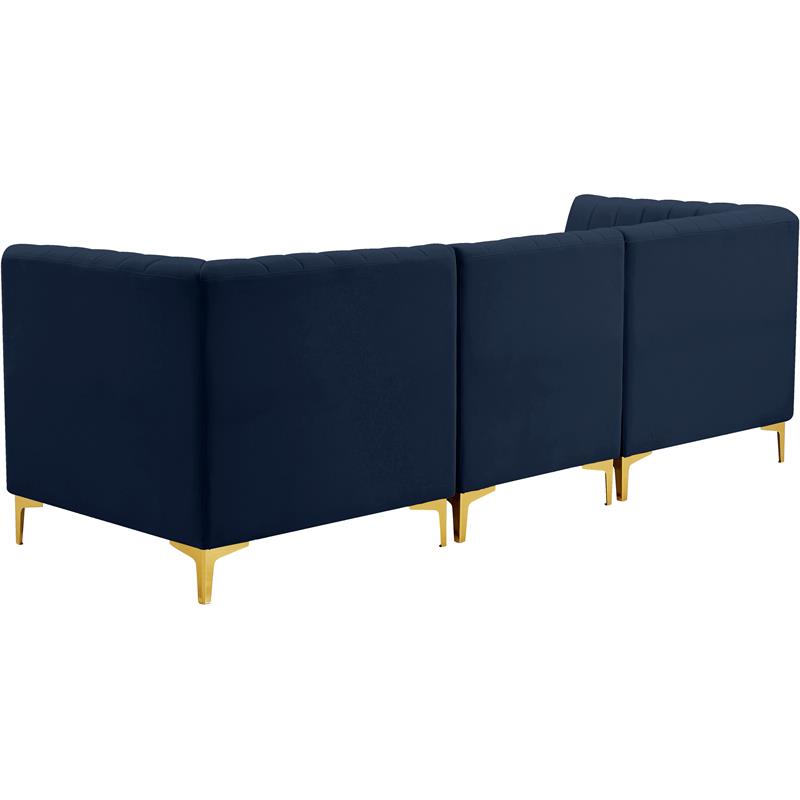 Bowery Hill Contemporary Deep Channel Tufted Soft Navy Velvet Modular Sofa