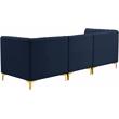 Bowery Hill Contemporary Deep Channel Tufted Soft Navy Velvet Modular Sofa