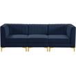 Bowery Hill Contemporary Deep Channel Tufted Soft Navy Velvet Modular Sofa