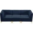 Bowery Hill Contemporary Deep Channel Tufted Soft Navy Velvet Modular Sofa