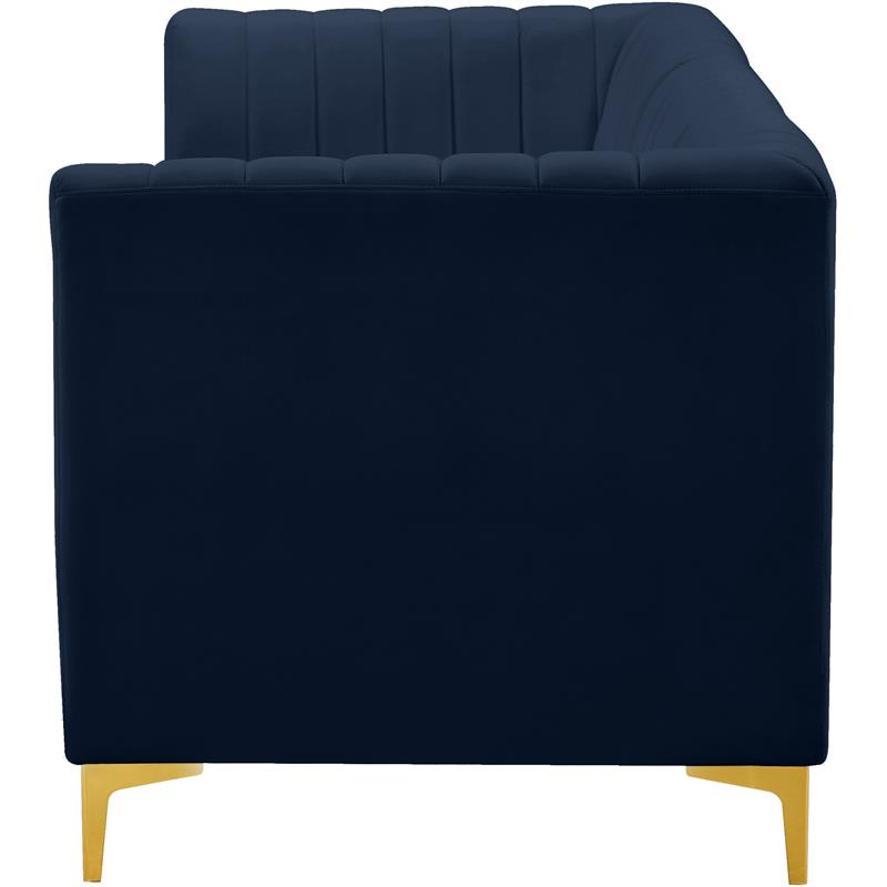 Bowery Hill Contemporary Deep Channel Tufted Soft Navy Velvet Modular Sofa