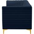 Bowery Hill Contemporary Deep Channel Tufted Soft Navy Velvet Modular Sofa