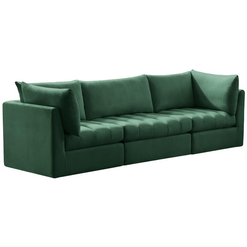 Bowery Hill Contemporary Deep Channel Tufted Soft Green Velvet Modular Sofa