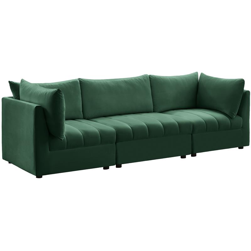 Bowery Hill Contemporary Deep Channel Tufted Soft Green Velvet Modular Sofa