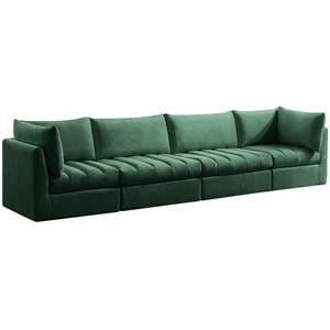 Bowery Hill Contemporary Deep Channel Tufted Soft Green Velvet Modular Sofa