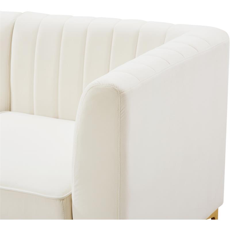 Bowery Hill Contemporary Deep Channel Tufted Soft Cream Velvet Modular Sofa