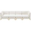 Bowery Hill Contemporary Deep Channel Tufted Soft Cream Velvet Modular Sofa