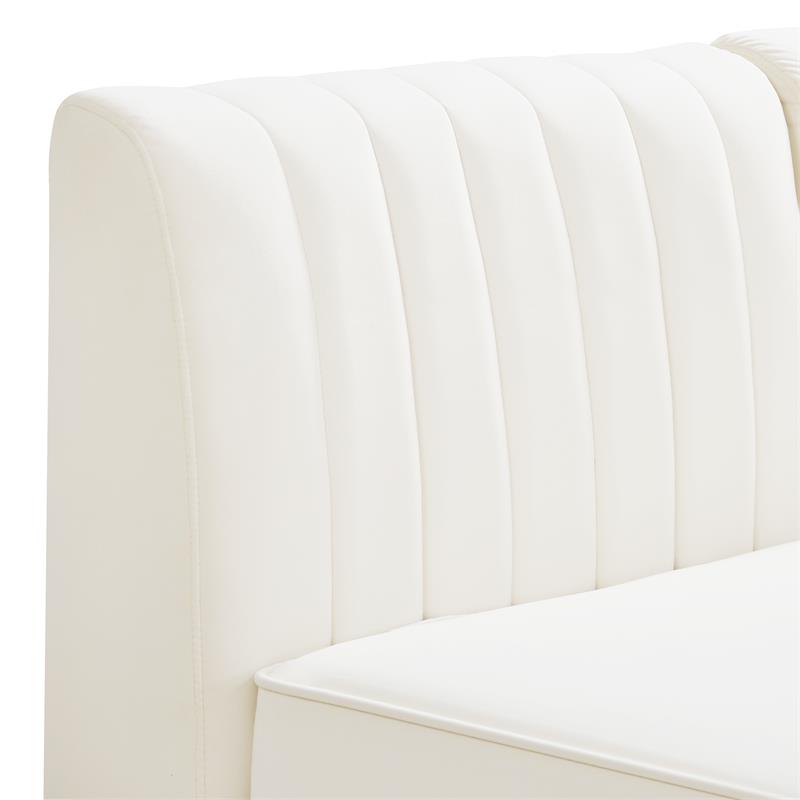 Bowery Hill Contemporary Deep Channel Tufted Soft Cream Velvet Modular Sofa