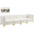 Bowery Hill Contemporary Deep Channel Tufted Soft Cream Velvet Modular Sofa