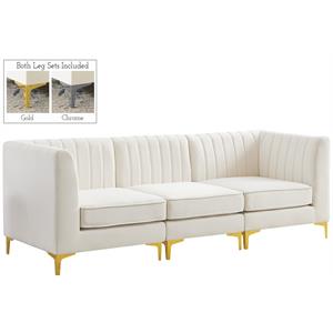 Bowery Hill Contemporary Deep Channel Tufted Soft Cream Velvet Modular Sofa