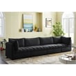 Bowery Hill Contemporary Deep Channel Tufted Soft Black Velvet Modular Sofa