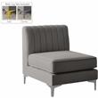 Bowery Hill Contemporary Deep Channel Tufted Soft Grey Velvet Armless Chair