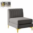 Bowery Hill Contemporary Deep Channel Tufted Soft Grey Velvet Armless Chair
