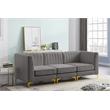 Bowery Hill Contemporary Deep Channel Tufted Soft Grey Velvet Modular Sofa