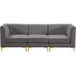 Bowery Hill Contemporary Deep Channel Tufted Soft Grey Velvet Modular Sofa