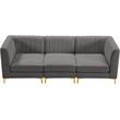 Bowery Hill Contemporary Deep Channel Tufted Soft Grey Velvet Modular Sofa