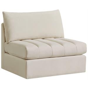 Bowery Hill Contemporary Deep Channel Tufted Soft Cream Velvet Armless