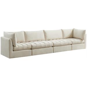 Bowery Hill Contemporary Deep Channel Tufted Soft Cream Velvet Modular Sofa
