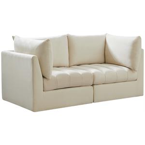 Bowery Hill Contemporary Deep Channel Tufted Soft Cream Velvet Modular Sofa