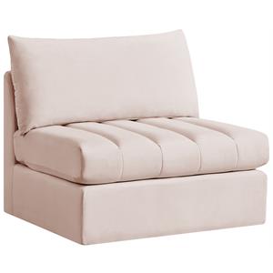 Bowery Hill Contemporary Deep Channel Tufted Soft Pink Velvet Armless