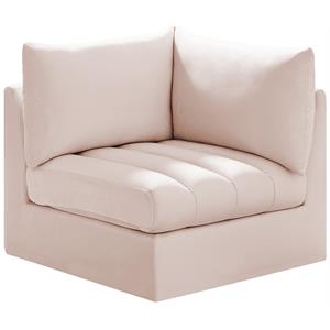 Bowery Hill Contemporary Deep Channel Tufted Soft Pink Velvet Corner