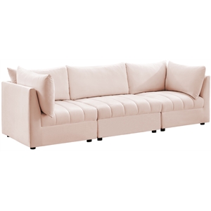 Bowery Hill Contemporary Deep Channel Tufted Soft Pink Velvet Modular Sofa