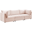 Bowery Hill Contemporary Deep Channel Tufted Soft Pink Velvet Modular Sofa