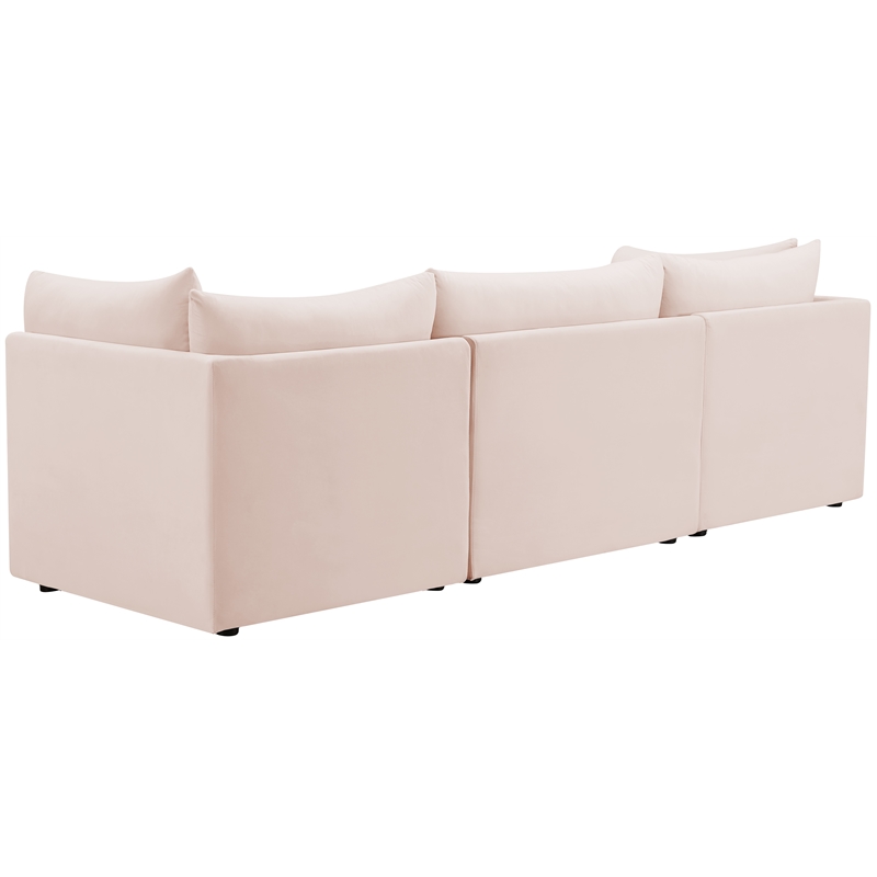 Bowery Hill Contemporary Deep Channel Tufted Soft Pink Velvet Modular Sofa