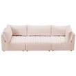 Bowery Hill Contemporary Deep Channel Tufted Soft Pink Velvet Modular Sofa