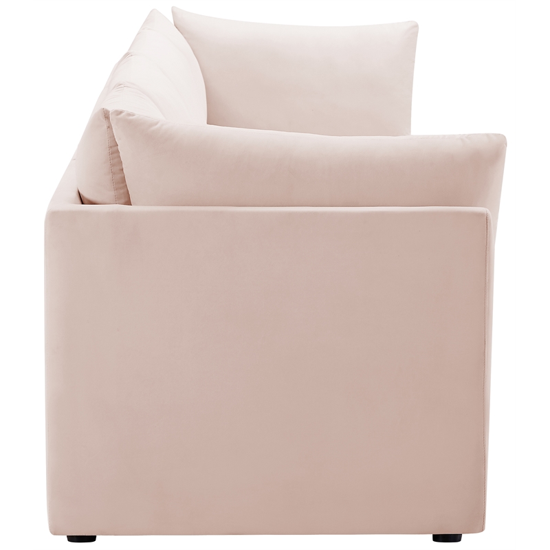 Bowery Hill Contemporary Deep Channel Tufted Soft Pink Velvet Modular Sofa