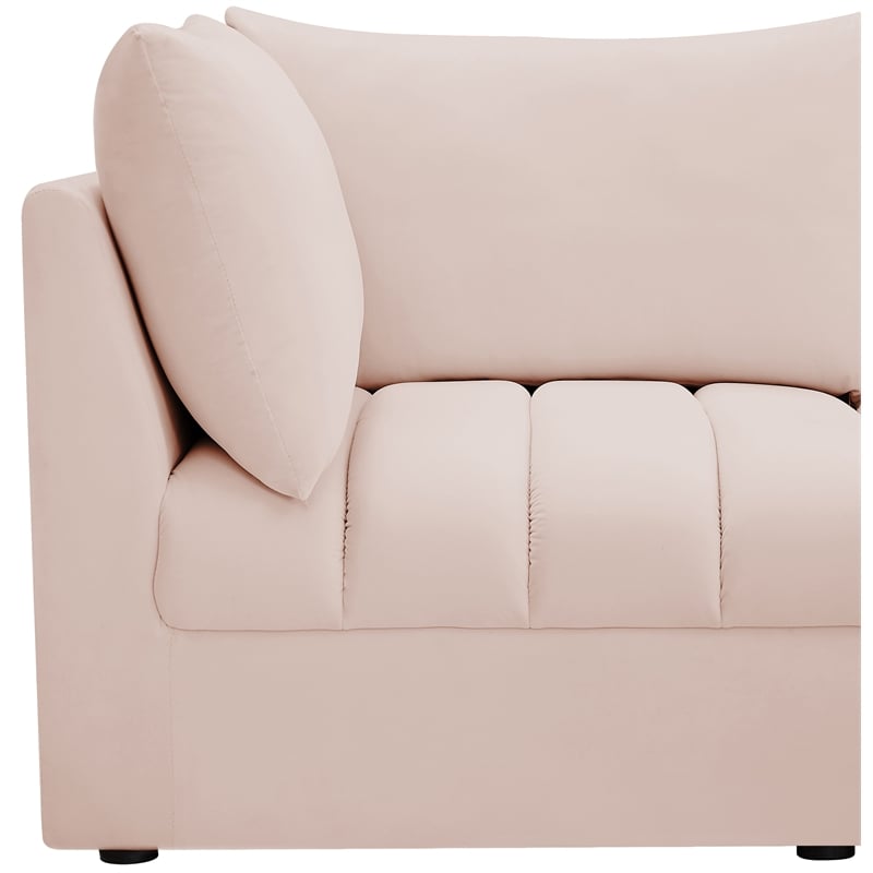 Bowery Hill Contemporary Deep Channel Tufted Soft Pink Velvet Modular Sofa
