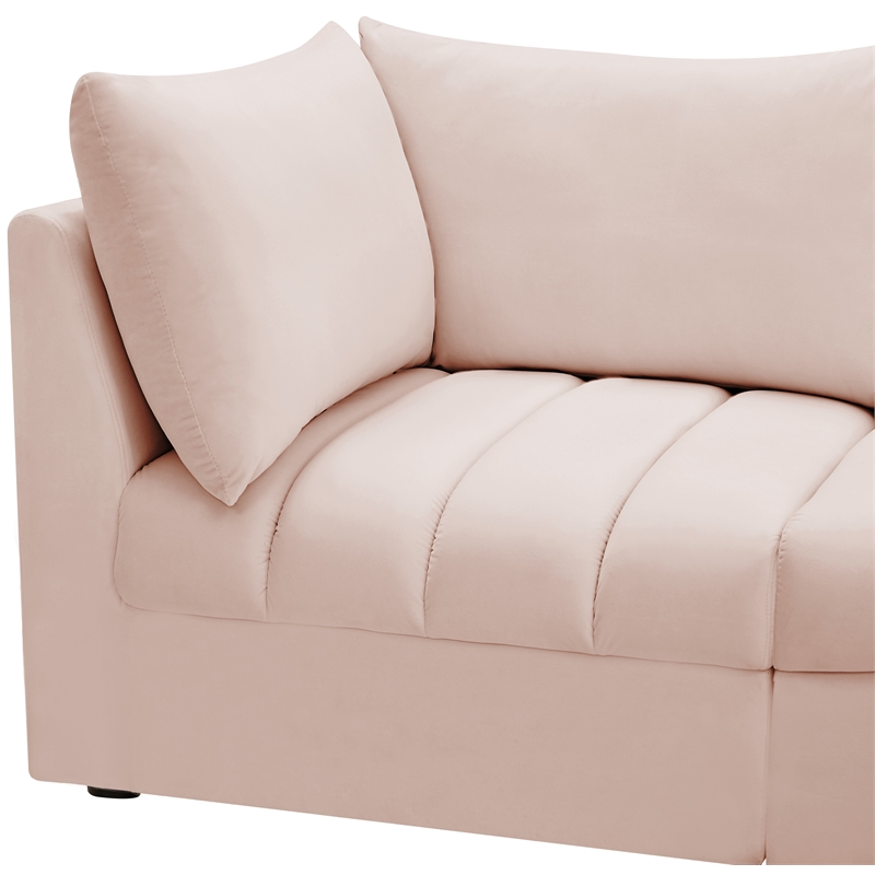 Bowery Hill Contemporary Deep Channel Tufted Soft Pink Velvet Modular Sofa