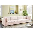Bowery Hill Contemporary Deep Channel Tufted Soft Pink Velvet Modular Sofa