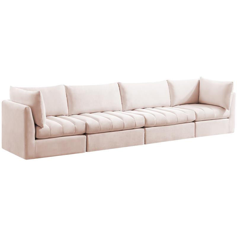 Bowery Hill Contemporary Deep Channel Tufted Soft Pink Velvet Modular Sofa