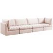 Bowery Hill Contemporary Deep Channel Tufted Soft Pink Velvet Modular Sofa
