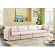 Bowery Hill Contemporary Deep Channel Tufted Soft Pink Velvet Modular Sofa