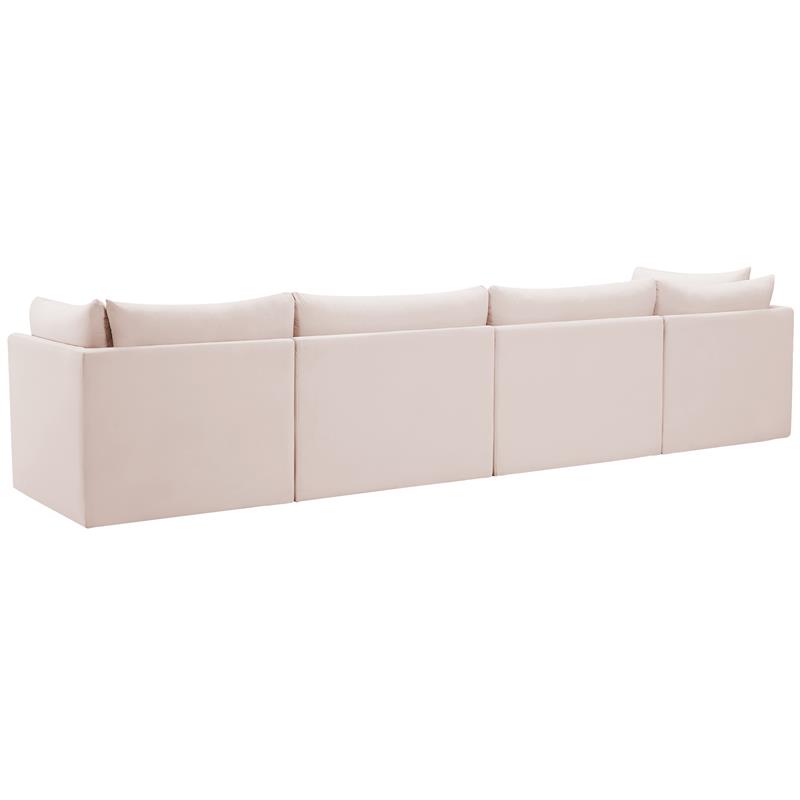 Bowery Hill Contemporary Deep Channel Tufted Soft Pink Velvet Modular Sofa