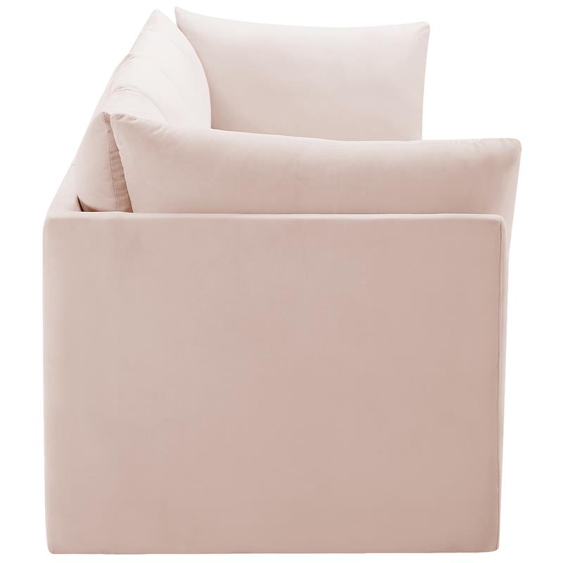 Bowery Hill Contemporary Deep Channel Tufted Soft Pink Velvet Modular Sofa