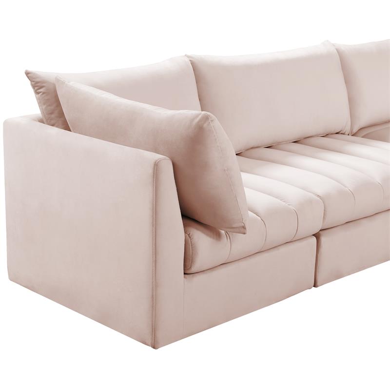 Bowery Hill Contemporary Deep Channel Tufted Soft Pink Velvet Modular Sofa
