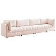 Bowery Hill Contemporary Deep Channel Tufted Soft Pink Velvet Modular Sofa