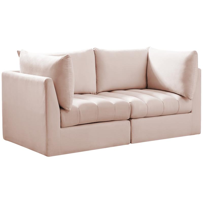 Bowery Hill Contemporary Deep Channel Tufted Soft Pink Velvet Modular Sofa