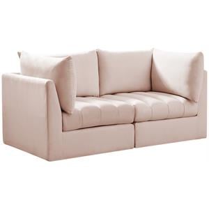 Bowery Hill Contemporary Deep Channel Tufted Soft Pink Velvet Modular Sofa