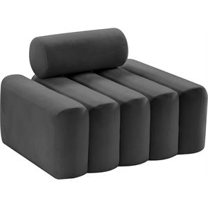 Bowery Hill Contemporary Deep Channel Tufted Soft Grey Velvet Chair