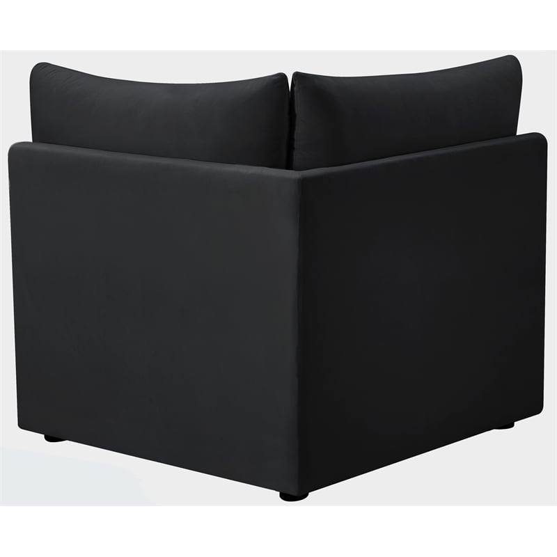 Bowery Hill Contemporary Deep Channel Tufted Soft Black Velvet Corner